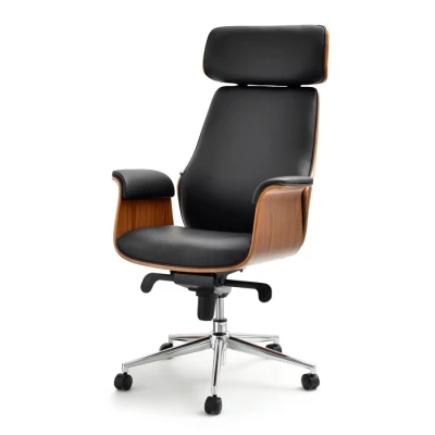 Bürostuhl BLANDINA – Walnuss / Schwarz / Chrom