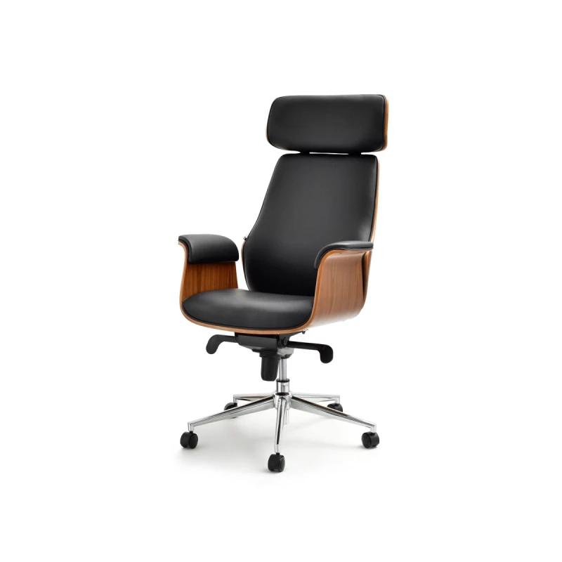 Bürostuhl BLANDINA – Walnuss / Schwarz / Chrom