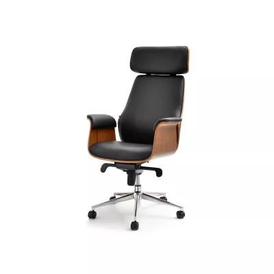 Bürostuhl BLANDINA – Walnuss / Schwarz / Chrom