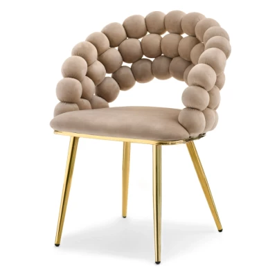 Designer-Esszimmerstuhl NAHIDA - Beige / Gold