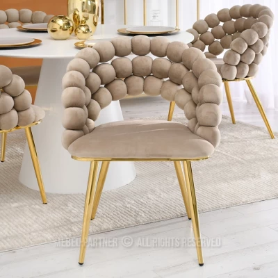 Designer-Esszimmerstuhl NAHIDA - Beige / Gold