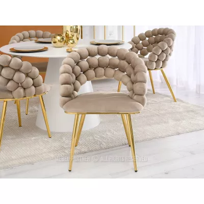 Designer-Esszimmerstuhl NAHIDA - Beige / Gold