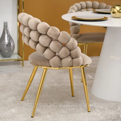 Designer-Esszimmerstuhl NAHIDA - Beige / Gold