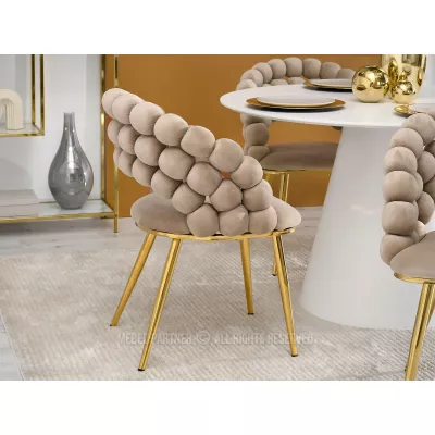 Designer-Esszimmerstuhl NAHIDA - Beige / Gold