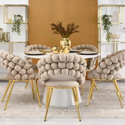 Designer-Esszimmerstuhl NAHIDA - Beige / Gold