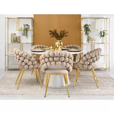 Designer-Esszimmerstuhl NAHIDA - Beige / Gold