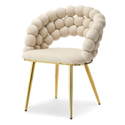 Designer-Esszimmerstuhl NAHIDA - Creme / Gold