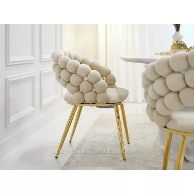 Designer-Esszimmerstuhl NAHIDA - Creme / Gold