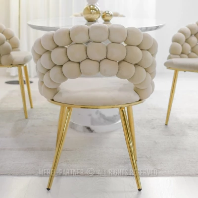 Designer-Esszimmerstuhl NAHIDA - Creme / Gold
