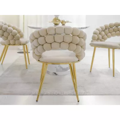 Designer-Esszimmerstuhl NAHIDA - Creme / Gold