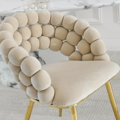 Designer-Esszimmerstuhl NAHIDA - Creme / Gold