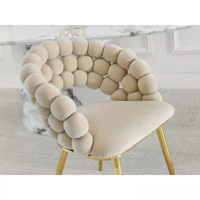 Designer-Esszimmerstuhl NAHIDA - Creme / Gold