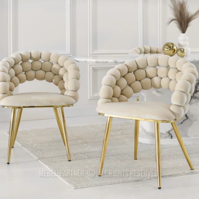 Designer-Esszimmerstuhl NAHIDA - Creme / Gold