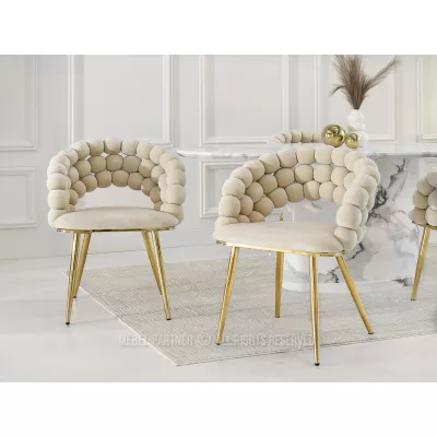 Designer-Esszimmerstuhl NAHIDA - Creme / Gold