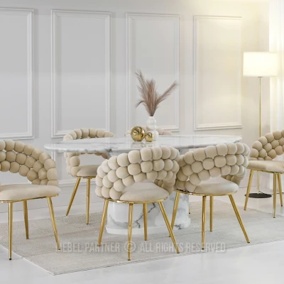 Designer-Esszimmerstuhl NAHIDA - Creme / Gold