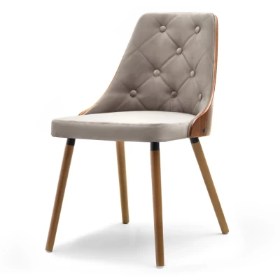 Gepolsterter Esszimmerstuhl DEBY - Walnuss / Beige