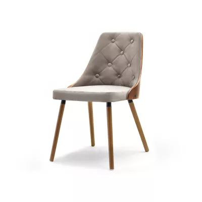 Gepolsterter Esszimmerstuhl DEBY - Walnuss / Beige