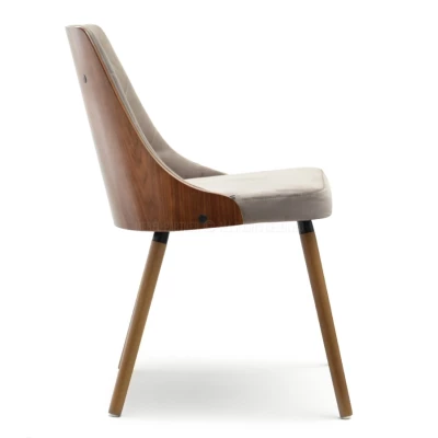 Gepolsterter Esszimmerstuhl DEBY - Walnuss / Beige