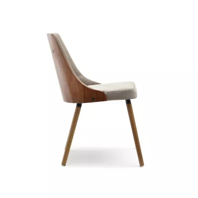 Gepolsterter Esszimmerstuhl DEBY - Walnuss / Beige