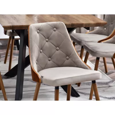 Gepolsterter Esszimmerstuhl DEBY - Walnuss / Beige