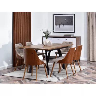 Gepolsterter Esszimmerstuhl DEBY - Walnuss / Beige