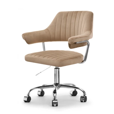 ZOHRA Polsterdrehstuhl – Beige/Chrom
