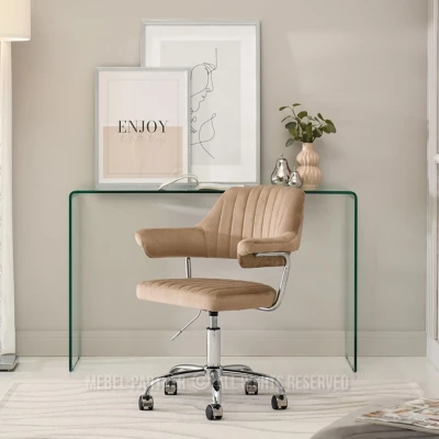 ZOHRA Polsterdrehstuhl – Beige/Chrom