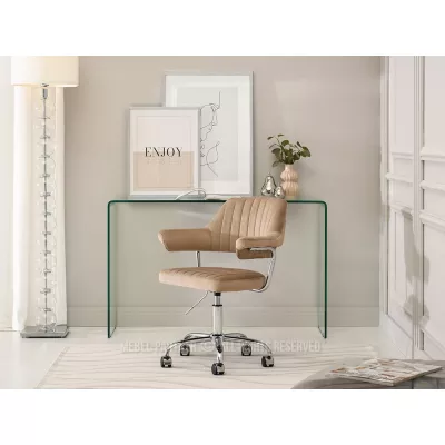 ZOHRA Polsterdrehstuhl – Beige/Chrom