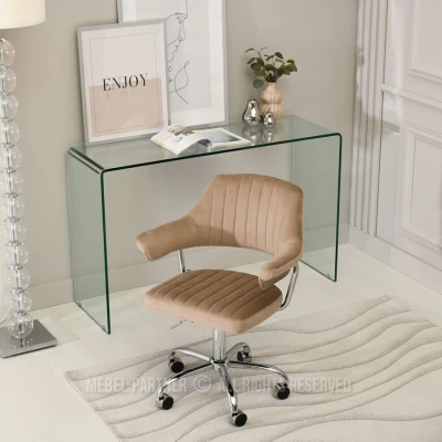 ZOHRA Polsterdrehstuhl – Beige/Chrom
