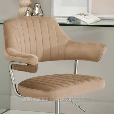 ZOHRA Polsterdrehstuhl – Beige/Chrom