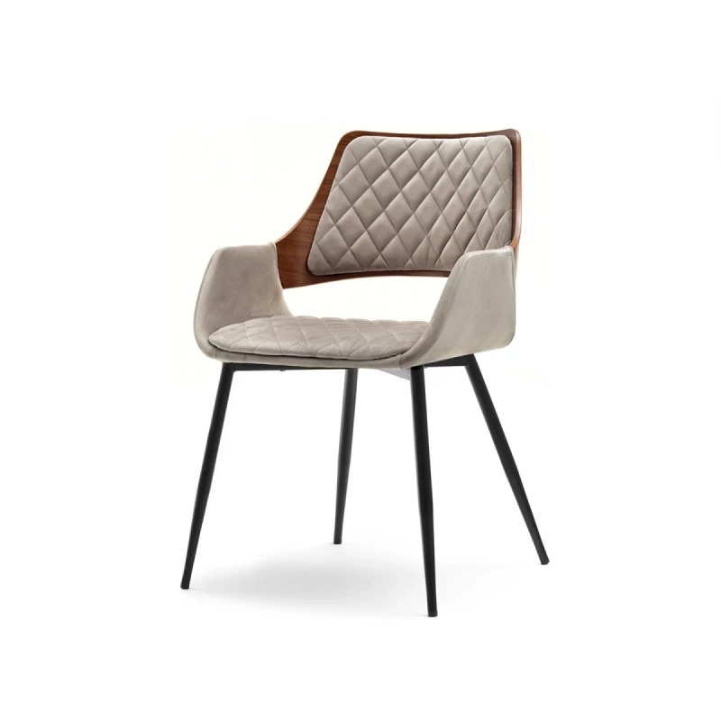 Esszimmerstuhl SORCHA - Walnuss / Beige / Schwarz