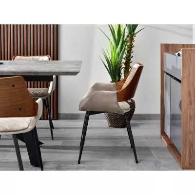 Esszimmerstuhl SORCHA - Walnuss / Beige / Schwarz