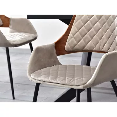 Esszimmerstuhl SORCHA - Walnuss / Beige / Schwarz