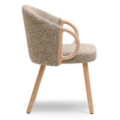CLAUDINE Polsterstuhl – Beige/Eiche