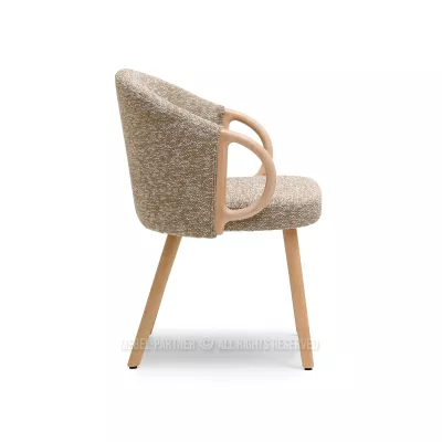 CLAUDINE Polsterstuhl – Beige/Eiche