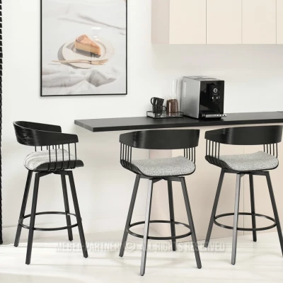 SOLEDAD Designer Barhocker - schwarz / grau
