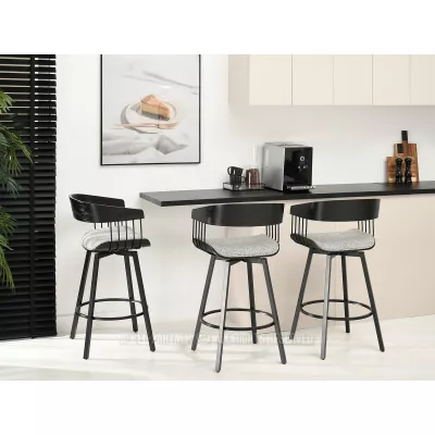SOLEDAD Designer Barhocker - schwarz / grau