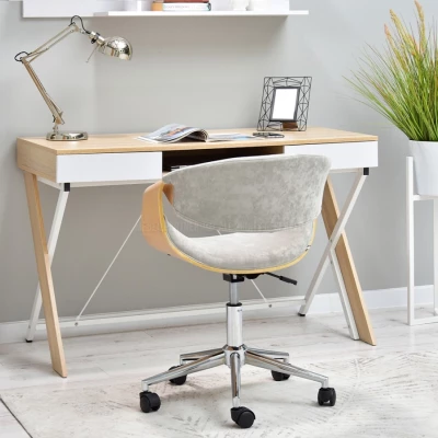 ENIGER Designer Drehstuhl - Eiche / Esche / Chrom
