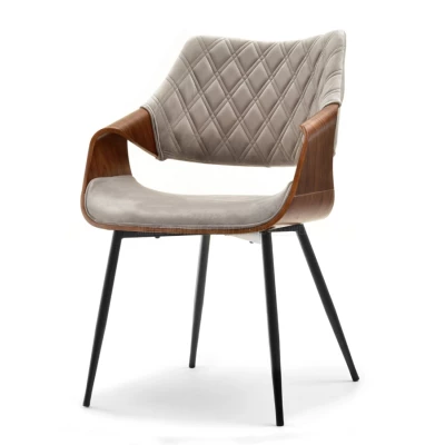 Designer Esszimmerstuhl NENET - Walnuss / Beige / Schwarz