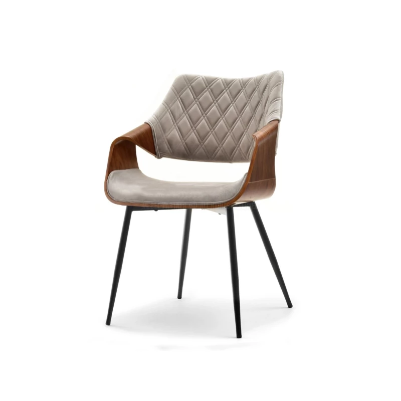 Designer Esszimmerstuhl NENET - Walnuss / Beige / Schwarz