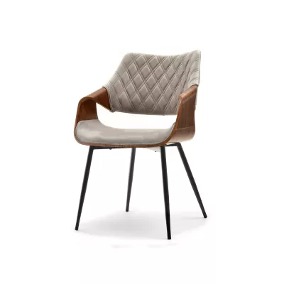 Designer Esszimmerstuhl NENET - Walnuss / Beige / Schwarz