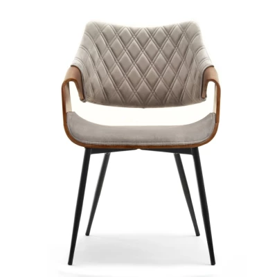 Designer Esszimmerstuhl NENET - Walnuss / Beige / Schwarz