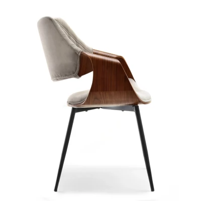 Designer Esszimmerstuhl NENET - Walnuss / Beige / Schwarz
