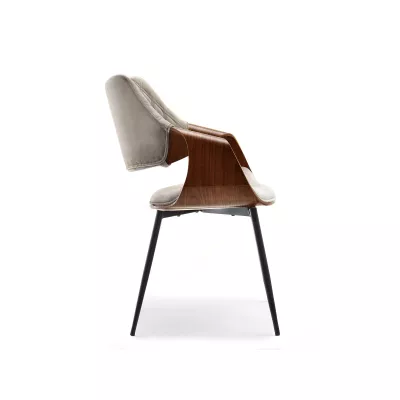 Designer Esszimmerstuhl NENET - Walnuss / Beige / Schwarz