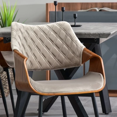 Designer Esszimmerstuhl NENET - Walnuss / Beige / Schwarz