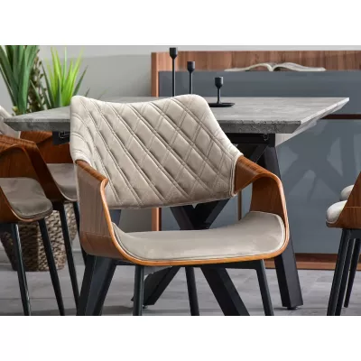 Designer Esszimmerstuhl NENET - Walnuss / Beige / Schwarz