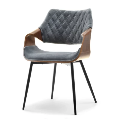 Designer Esszimmerstuhl NENET - Walnuss/Grau/Schwarz