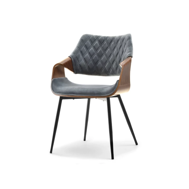 Designer Esszimmerstuhl NENET - Walnuss/Grau/Schwarz