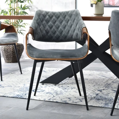 Designer Esszimmerstuhl NENET - Walnuss/Grau/Schwarz