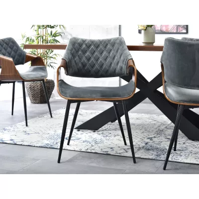 Designer Esszimmerstuhl NENET - Walnuss/Grau/Schwarz